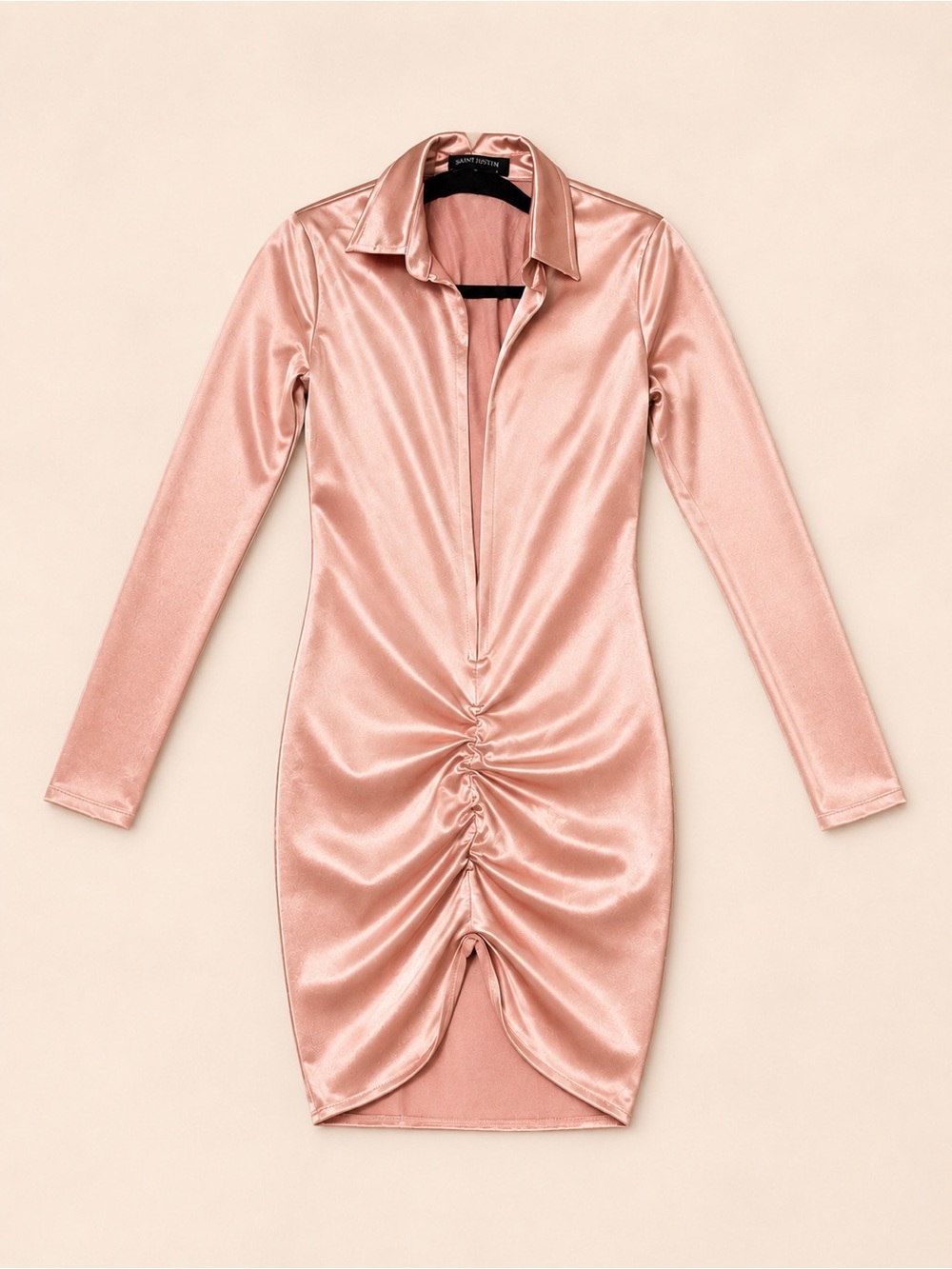 ✨ Blush Satin Ruched Bodycon Dress ✨